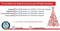 Chiusura impianti ed uffici per festivit&agrave; natalizie 2022